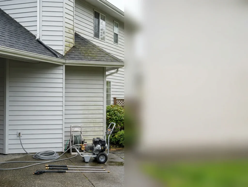 Power washing house siding before and after